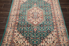 4x6 Green, Ivory, Rust Color Hand Knotted Indo Tabriz Wool Traditional Oriental Rug