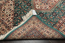 4x6 Green, Ivory, Rust Color Hand Knotted Indo Tabriz Wool Traditional Oriental Rug