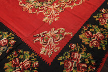 9x12 Red, Charcoal, Maroon Color Hand Woven Turkish Kilim Wool Traditional Oriental Rug