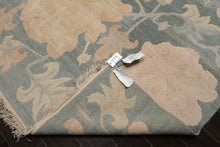 8x10 Beige, Aqua, Rose Color Hand Knotted Tibetan Wool Art Deco Oriental Rug