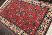 4x6 Rose, Ivory, Aqua Color Hand Knotted Pak Persian Sarouk New Zealand Wool Traditional Oriental Rug