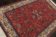 4x6 Rose, Ivory, Aqua Color Hand Knotted Pak Persian Sarouk New Zealand Wool Traditional Oriental Rug