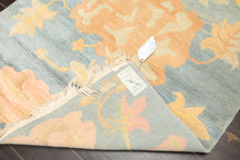 4x6 Blue, Blush, Peach Color Hand Knotted Tibetan Wool Transitional Oriental Rug