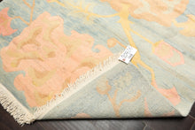 4x6 Blue, Blush, Peach Color Hand Knotted Tibetan Wool Transitional Oriental Rug