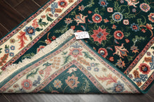 3x5 Emerald, Ivory, Blush Color Hand Knotted Indo Kashan Wool Traditional Oriental Rug