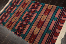 4x6 Turquoise, Blush, Lavender Color Hand Knotted Tibetan Wool Modern & Contemporary Oriental Rug