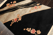 3x5 Black, Gray, Peach Color Hand Knotted Chinese Art Deco Wool Transitional Oriental Rug