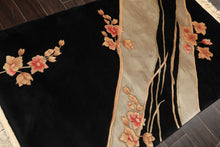 3x5 Black, Gray, Peach Color Hand Knotted Chinese Art Deco Wool Transitional Oriental Rug