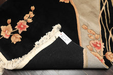 3x5 Black, Gray, Peach Color Hand Knotted Chinese Art Deco Wool Transitional Oriental Rug