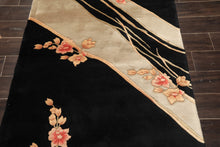 3x5 Black, Gray, Peach Color Hand Knotted Chinese Art Deco Wool Transitional Oriental Rug