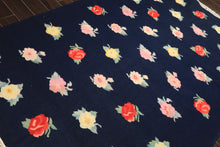 6x9 Navy, Multi, Color Hand Woven Caucasian Kilim Wool Transitional Oriental Rug