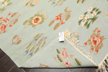 6x9 Mint, Green, Blush Color Hand Woven Caucasian Kilim Wool Transitional Oriental Rug