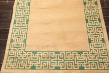 4x6 Tan, Green, Color Hand Knotted Indo Tibetan Wool Transitional Oriental Rug