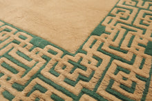 4x6 Tan, Green, Color Hand Knotted Indo Tibetan Wool Transitional Oriental Rug