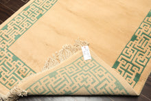 4x6 Tan, Green, Color Hand Knotted Indo Tibetan Wool Transitional Oriental Rug
