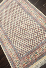 3x5 Ivory, Rose, Blue Color Hand Knotted Boteh Wool Traditional Oriental Rug
