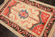 3x5 Light Peach, Coral, Aqua Color Hand Knotted Turkish Kula Wool Traditional Oriental Rug