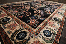 4x6 Black, Ivory, Sage Color Hand Knotted Indo Sarouk New Zealand Wool Traditional Oriental Rug