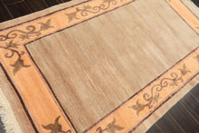 4x6 Beige, Peach, Brown Color Hand Knotted Tibetan Wool Traditional Oriental Rug