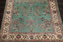 4x6 Turquoise, Ivory, Rose Color Hand Knotted Indo Kashan Wool Traditional Oriental Rug