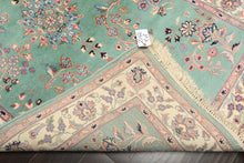 4x6 Turquoise, Ivory, Rose Color Hand Knotted Indo Kashan Wool Traditional Oriental Rug