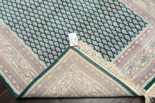 4x6 Emerald, Rose, Ivory Color Hand Knotted Boteh Wool Traditional Oriental Rug