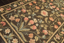 6x9 Green, Gold, Aqua Color Hand Woven French Aubusson Needlepoint Wool Traditional Oriental Rug