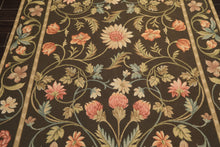 6x9 Green, Gold, Aqua Color Hand Woven French Aubusson Needlepoint Wool Traditional Oriental Rug