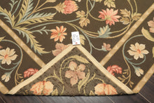 6x9 Green, Gold, Aqua Color Hand Woven French Aubusson Needlepoint Wool Traditional Oriental Rug