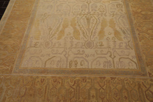 8x10 Beige, Gold, Taupe Color Hand Woven Aubusson Savonnerie Wool Traditional Oriental Rug