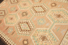 6x9 Tan, Light Peach, Ivory Color Hand Woven Kilim Wool Traditional Oriental Rug