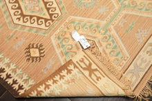 6x9 Tan, Light Peach, Ivory Color Hand Woven Kilim Wool Traditional Oriental Rug
