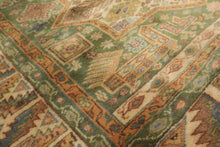 4x6 Green, Ivory, Tan Color Hand Knotted Kazak Wool Traditional Oriental Rug