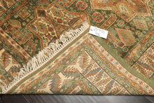 4x6 Green, Ivory, Tan Color Hand Knotted Kazak Wool Traditional Oriental Rug