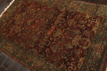 4x6 Rust, Green, Gold Color Hand Knotted Samad Wool Traditional Oriental Rug