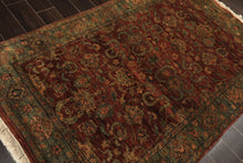 4x6 Rust, Green, Gold Color Hand Knotted Samad Wool Traditional Oriental Rug