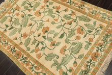 4x6 Ivory, Gold, Green Color Hand Knotted French Aubusson savonnerie Wool Traditional Oriental Rug