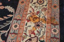 12x18 Midnight Blue, Ivory, Peach Color Hand Knotted Sarouk Wool Traditional Oriental Rug