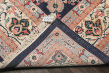 12x18 Midnight Blue, Ivory, Peach Color Hand Knotted Sarouk Wool Traditional Oriental Rug