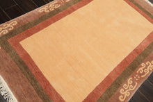 4x6 Ivory, Rose, Olive Color Hand Knotted Tibetan Wool Traditional Oriental Rug