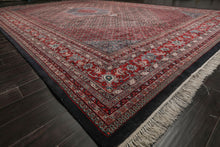 11x13 Midnight Blue, Red, Ivory Color Hand Knotted Heriz Wool Traditional Oriental Rug
