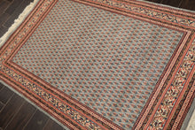 4x6 Slate, Ivory, Rose Color Hand Knotted Boteh Wool Traditional Oriental Rug