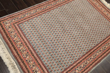 4x6 Slate, Ivory, Rose Color Hand Knotted Boteh Wool Traditional Oriental Rug