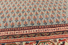 4x6 Slate, Ivory, Rose Color Hand Knotted Boteh Wool Traditional Oriental Rug