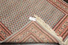 4x6 Slate, Ivory, Rose Color Hand Knotted Boteh Wool Traditional Oriental Rug