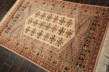 4x6 Beige, Burnt Orange, Gold Color Hand Knotted Turkish Kula Wool Traditional Oriental Rug