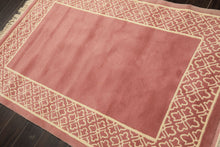 4x6 Blush, Ivory, Color Hand Knotted Indo Tibetan Wool Transitional Oriental Rug