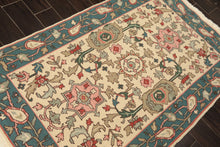 4x6 Ivory, Turquiose, Moss Color Hand Knotted Nourison Nourmak Soumak Wool Traditional Oriental Rug
