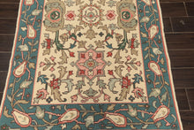4x6 Ivory, Turquiose, Moss Color Hand Knotted Nourison Nourmak Soumak Wool Traditional Oriental Rug