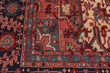 12x18 Red, Navy, Aqua Color Hand Knotted Heriz Wool Traditional Oriental Rug